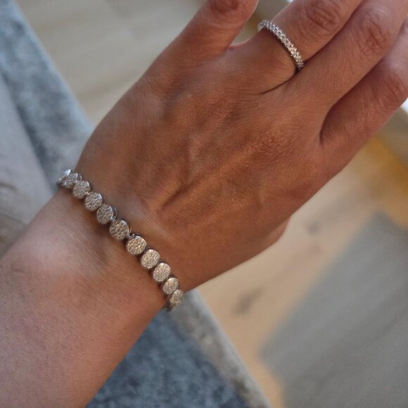 Neiman Marcus 18k White Gold Round-Cut CZ Bracelet - Picture 1 of 5